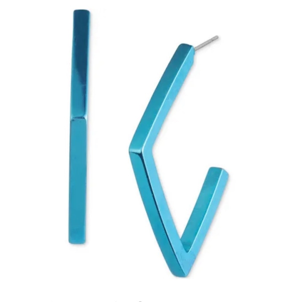 Karl Lagerfeld Paris Geo Hoop Earrings in Blue